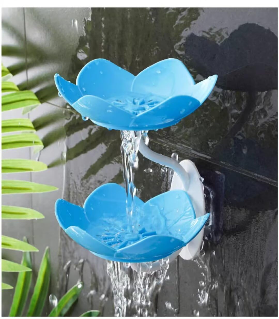 Jabonera de doble capa para ducha, bandeja adhesiva con forma de loto, para montar en la pared, champú, sin perforación, autodrenante, ahorrador de tazas, barra de baño, bañera, cocina, color rosa 4