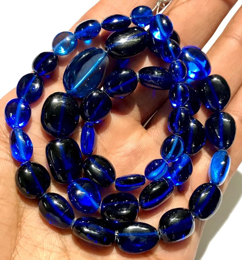 Natural Swiss Blue Spinel Nuggets Smooth Beads 7-11 MM 17 inch Long String Jewelry Making Gemstone Beads for Necklace Bracelet