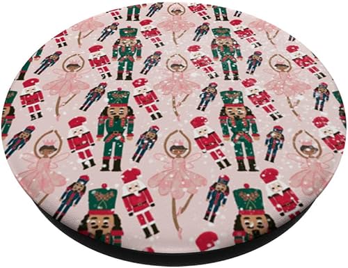 Miniatura 2 de Feliz Navidad Preppy Rosa Bailarina Navidad Cascanueces Estampado PopSockets Estándar PopGrip