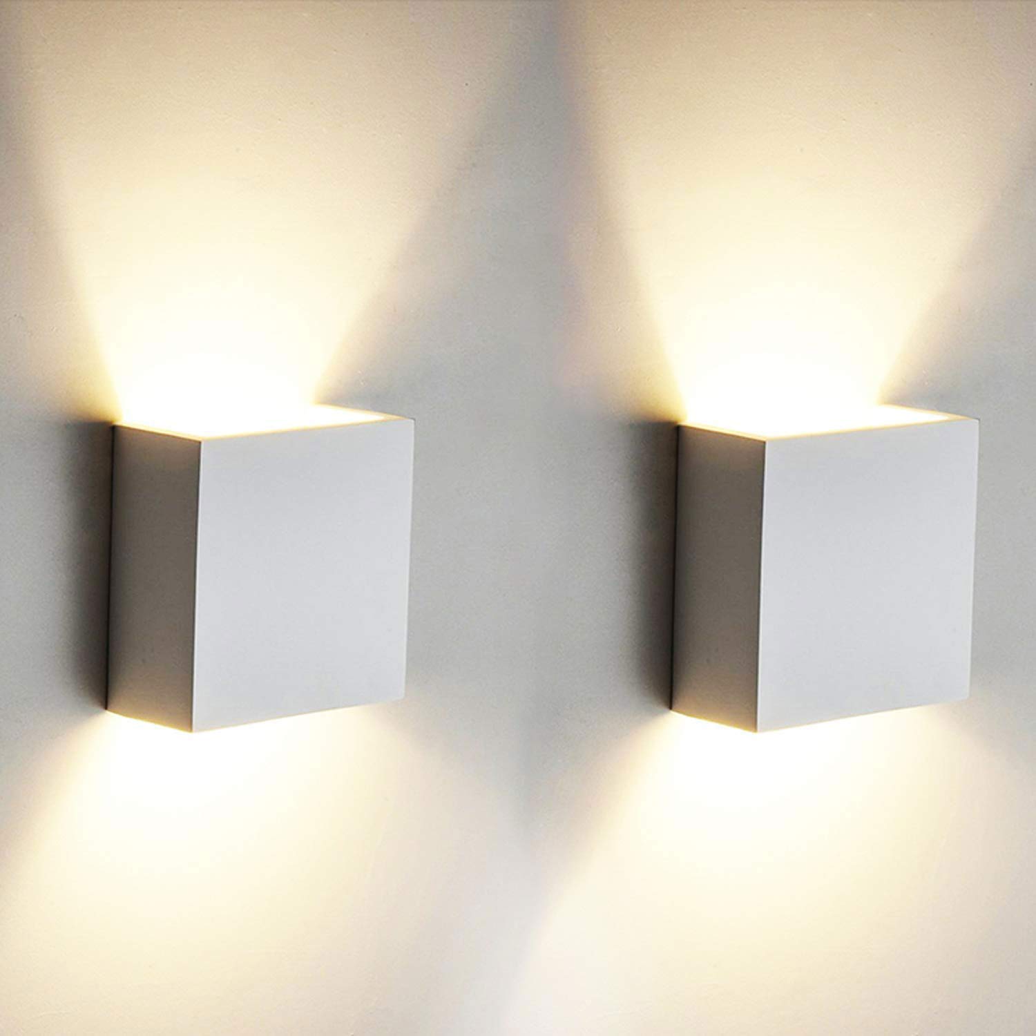 OSKOUR 2Pcs Modern LED Wall Lamp，Up- Down Indoor Wall Lamp Aluminum Uplighter Downlighter Wall Sconce Lights For Living Room Bedroom Bathroom Kitchen Dining Room, Warm White 6W [ Energy Class A ++]
