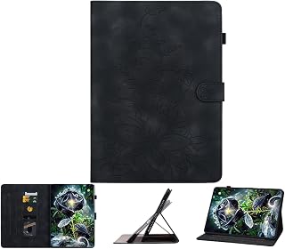 JZ Lily Embossed Fallet för 6.8 in Kindle Paperwhite(11th Gen-2021) Flip Wallet Cover - [Multi-vinkel stativ] [stöttskyddande] - Black