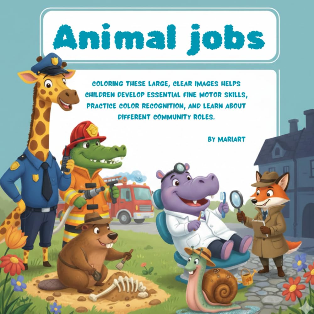 Animal Coloring book: Simple & Cute Animal Jobs Coloring Book