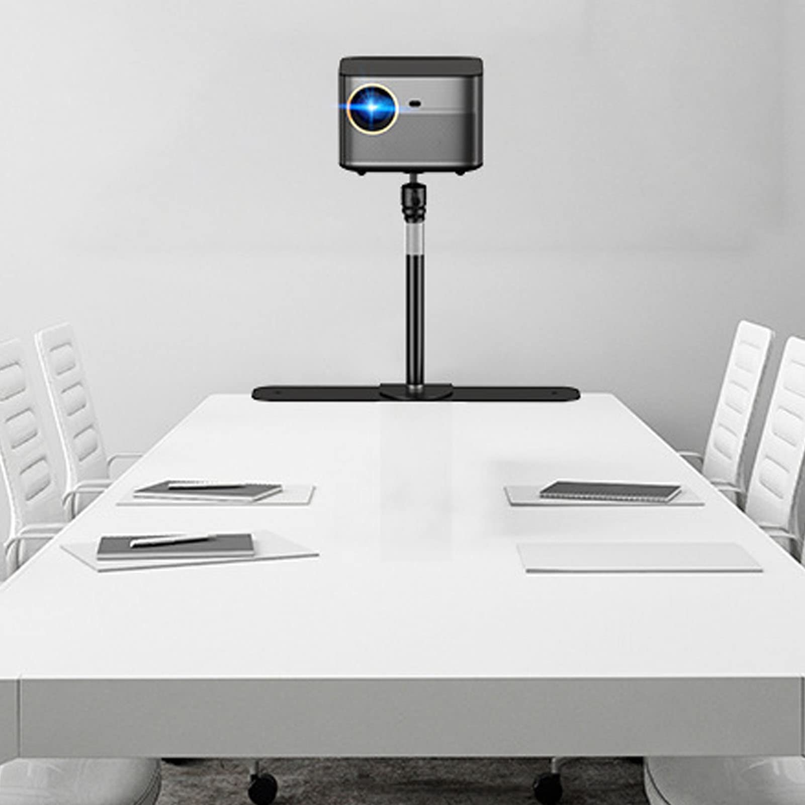 Projector Stand Bedside Sofa Projector Mount Base, 24?40CM 360 Degree Adjustable Table Side Projector Bracket Holder, 1/4in Universal Thread, Plug In Stable Base (White)