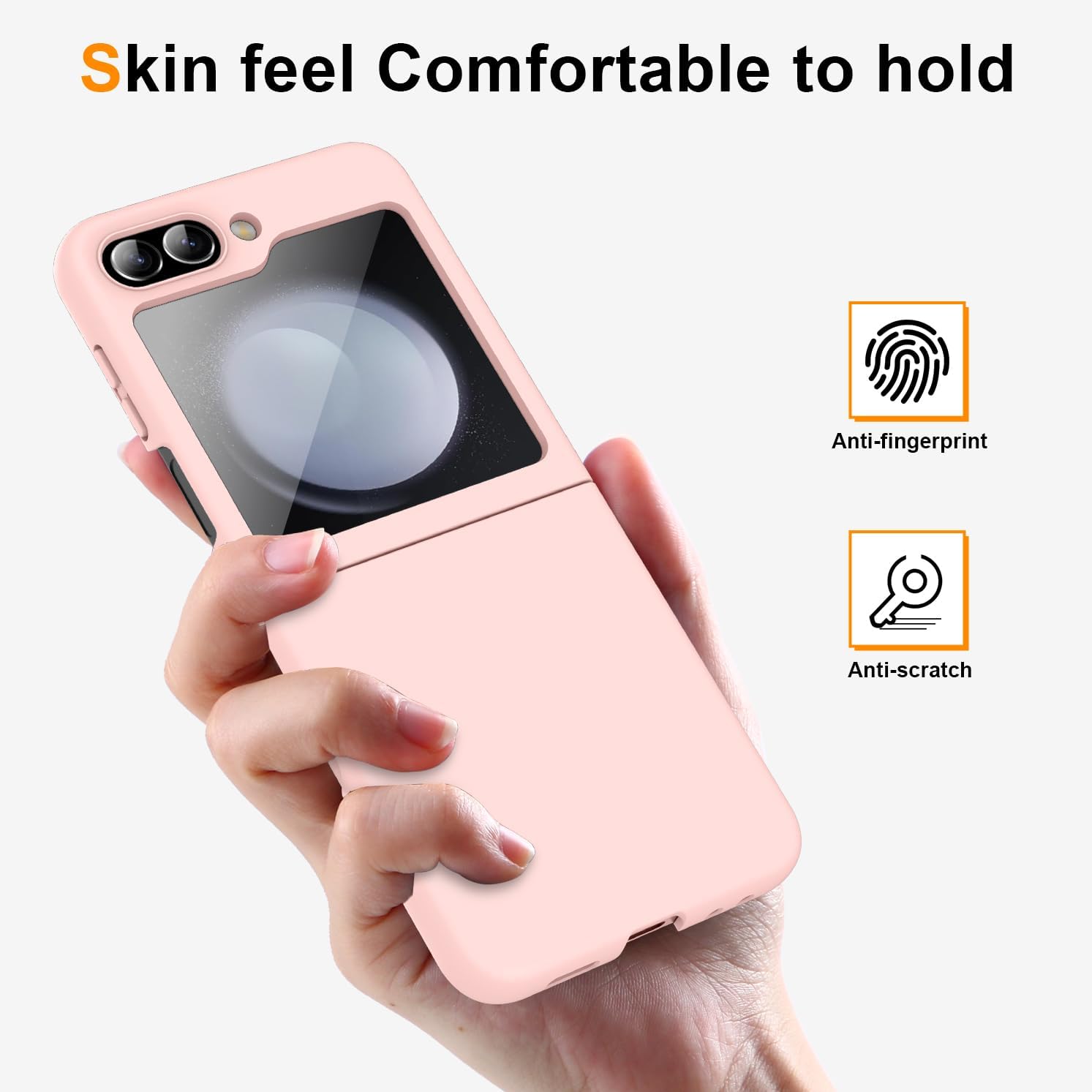 for Galaxy Z Flip 5 5G Case,Lightweight,Slim Fit Drop Protection Rugged Shockproof Cover for Samsung Galaxy Z Flip5 5G,Slim Thin Hard PC Shockproof Protective Phone Pink 4-Z Flip5-04