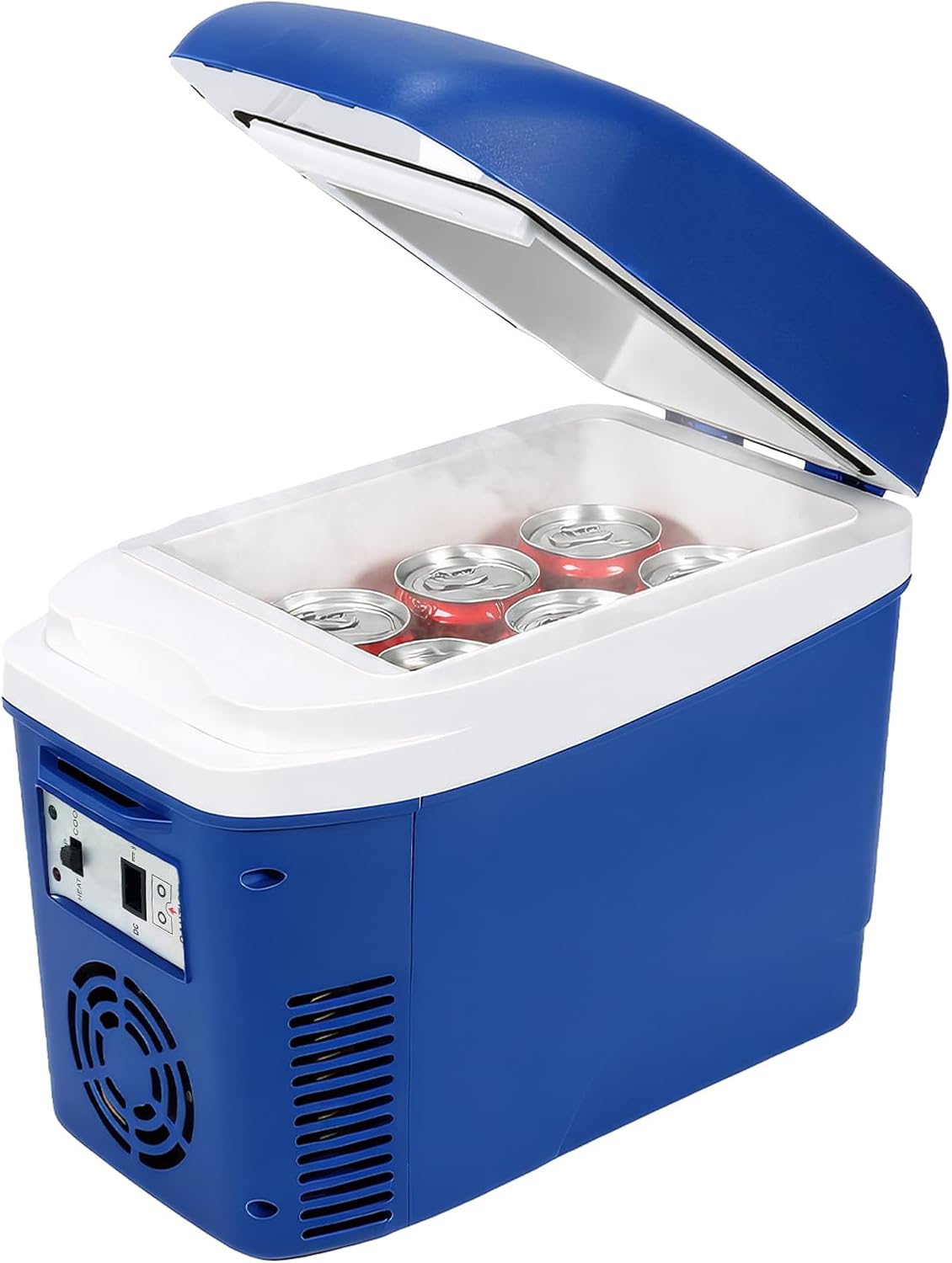 Iceblue Mini refrigerador de 7L9 latas, enchufe de CA y cargador de coche de 12 V, refrigerador pequeño con cinturón, mini refrigerador portátil y