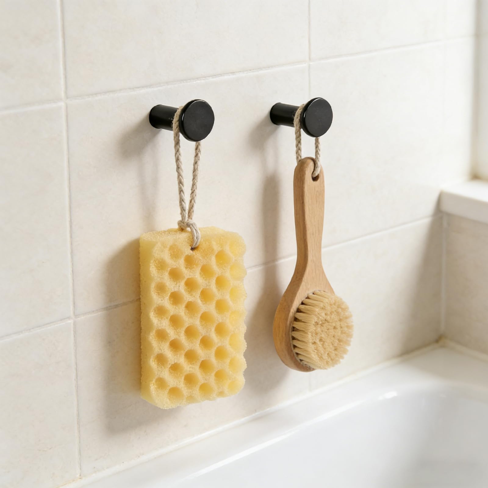 Set di 6 ganci da parete neri a testa tonda monoforo, appendiabiti da parete con viti e tasselli a doppia rete, robusti ganci per cucina, bagno, soggiorno e deposito a parete