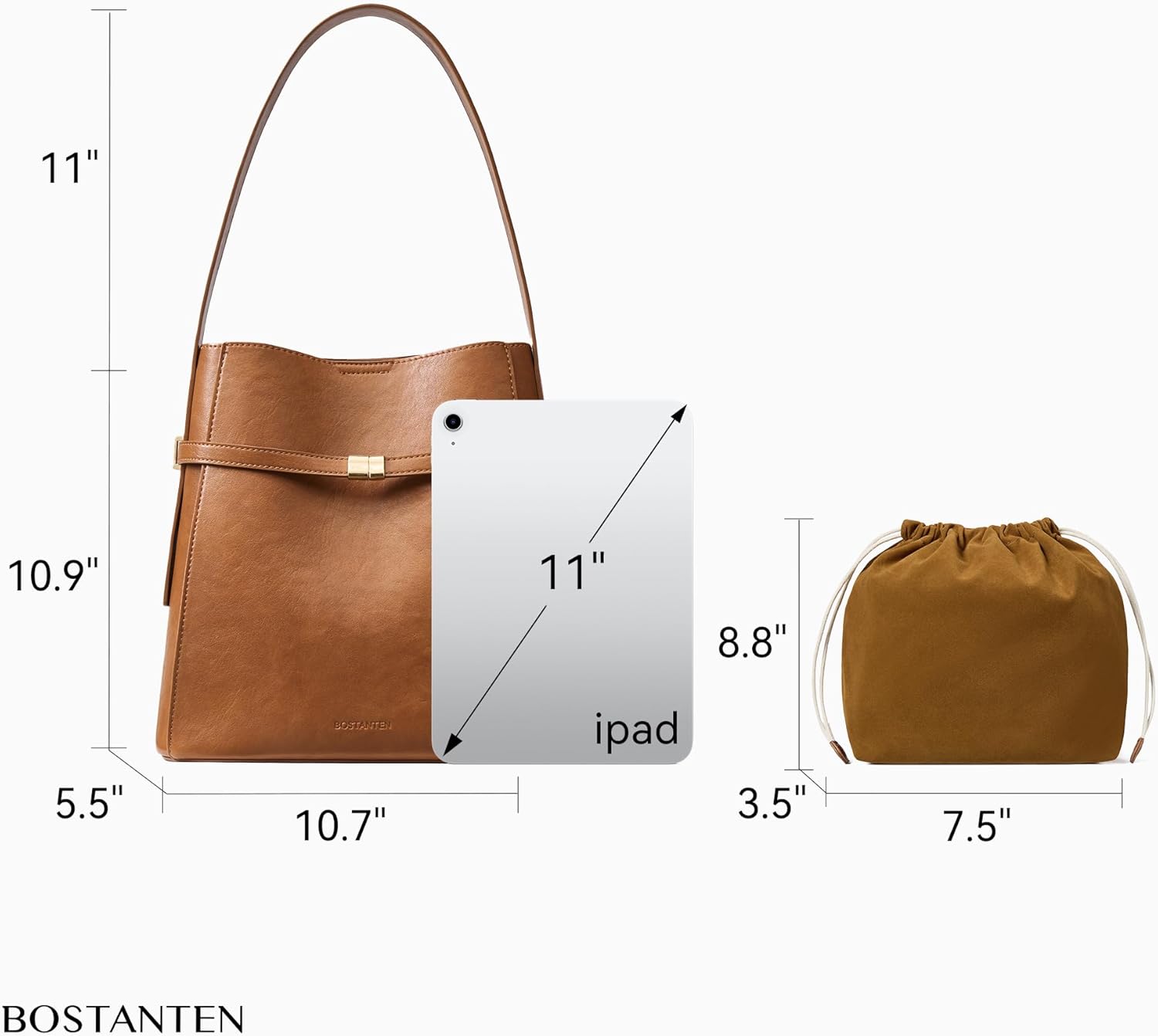 BOSTANTEN Bucket Bag Soft Vegan Leather Purses for Women Trendy Shoulder Handbags with Separate Pouch - Image 4
