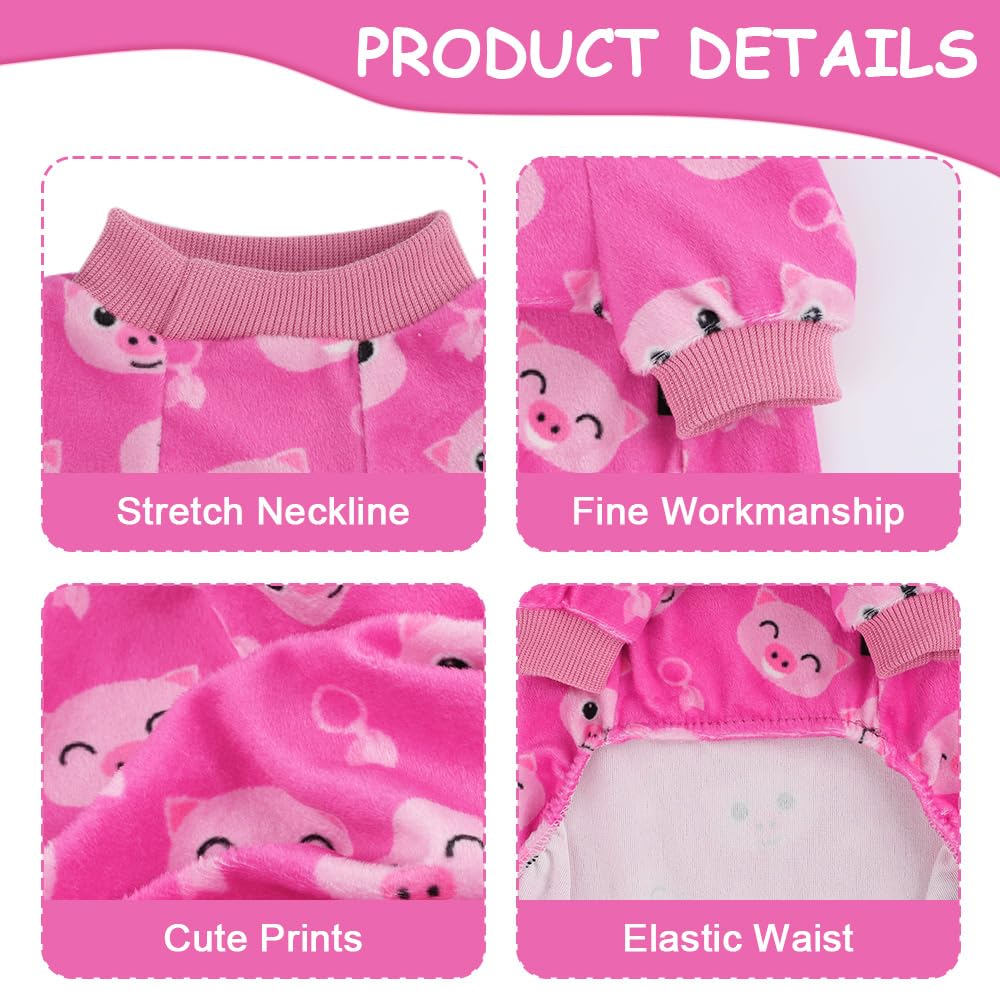 Small Size Dog Pajamas, Yorkie Chihuahua Pjs, Stretchable Banana Design Pet Apparel, Clothes for Teacup Sleepwear Dogs, Comfortable Puppy Jumpsuit(Pig, XS)