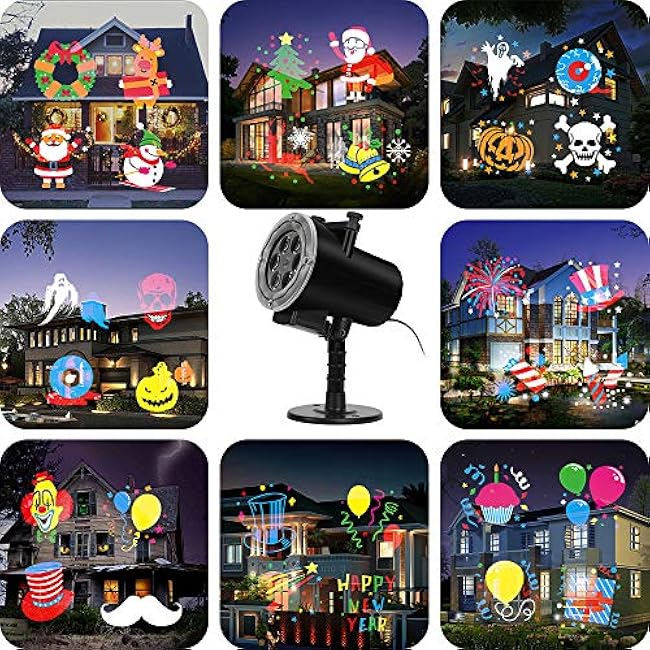 Christmas LED Projector Lights,Holiday Lights Projector,Halloween Projector Lights Outdoor with 16 Slides,Waterproof IP65 Landscape Lamp Projector