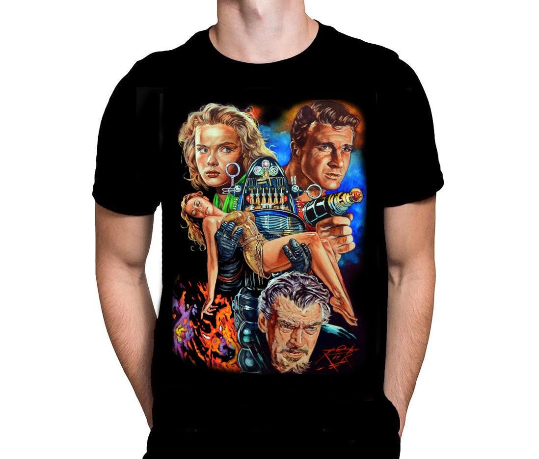 Wild Star Hearts Forbidden Planet Mens Black T-Shirt Gothic Sci-Fi Halloween Fashion Movie Poster Tshirt