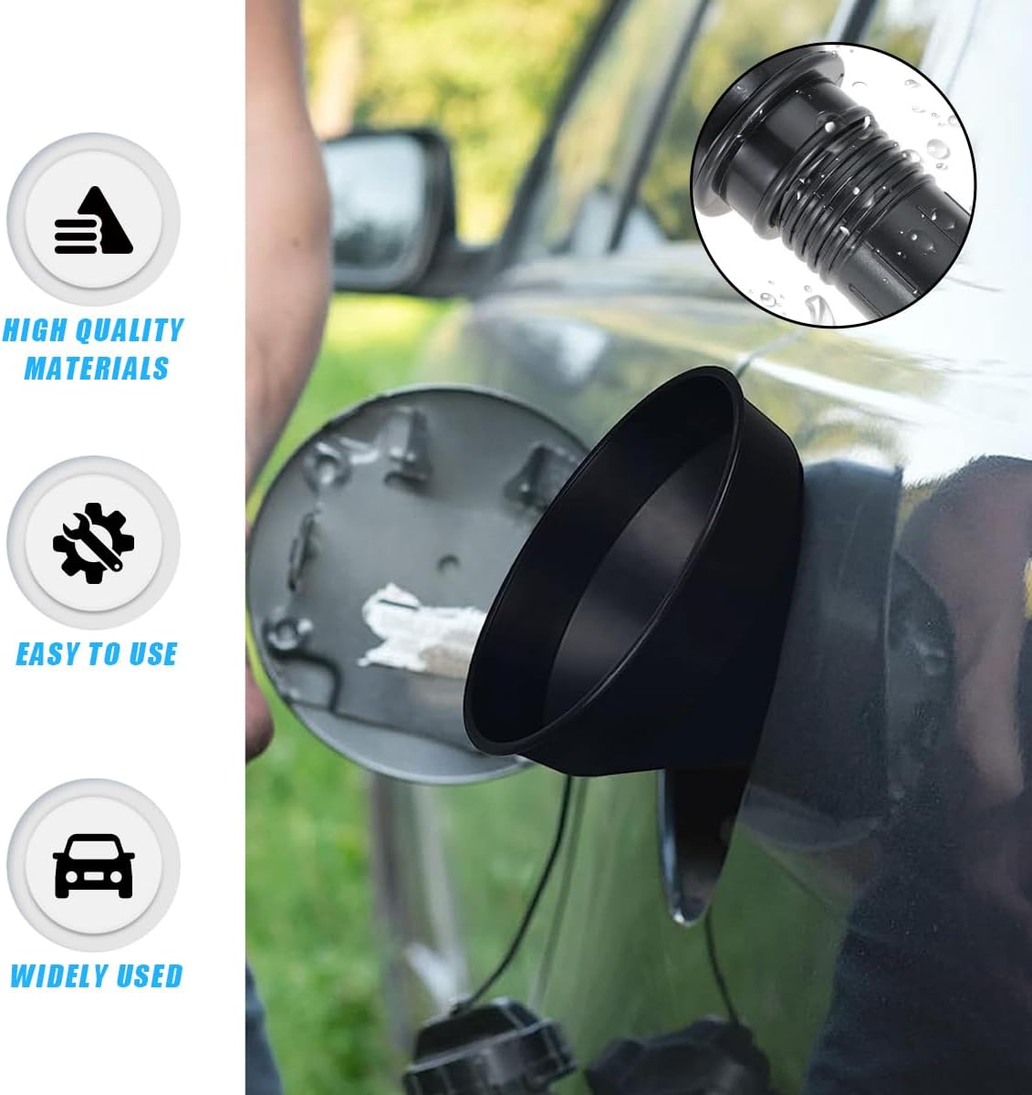 Wide Mouth Oil Funnel with Flexible Extension, Auto Nozzle Hose, Black Plastic, Car Accessory image 5