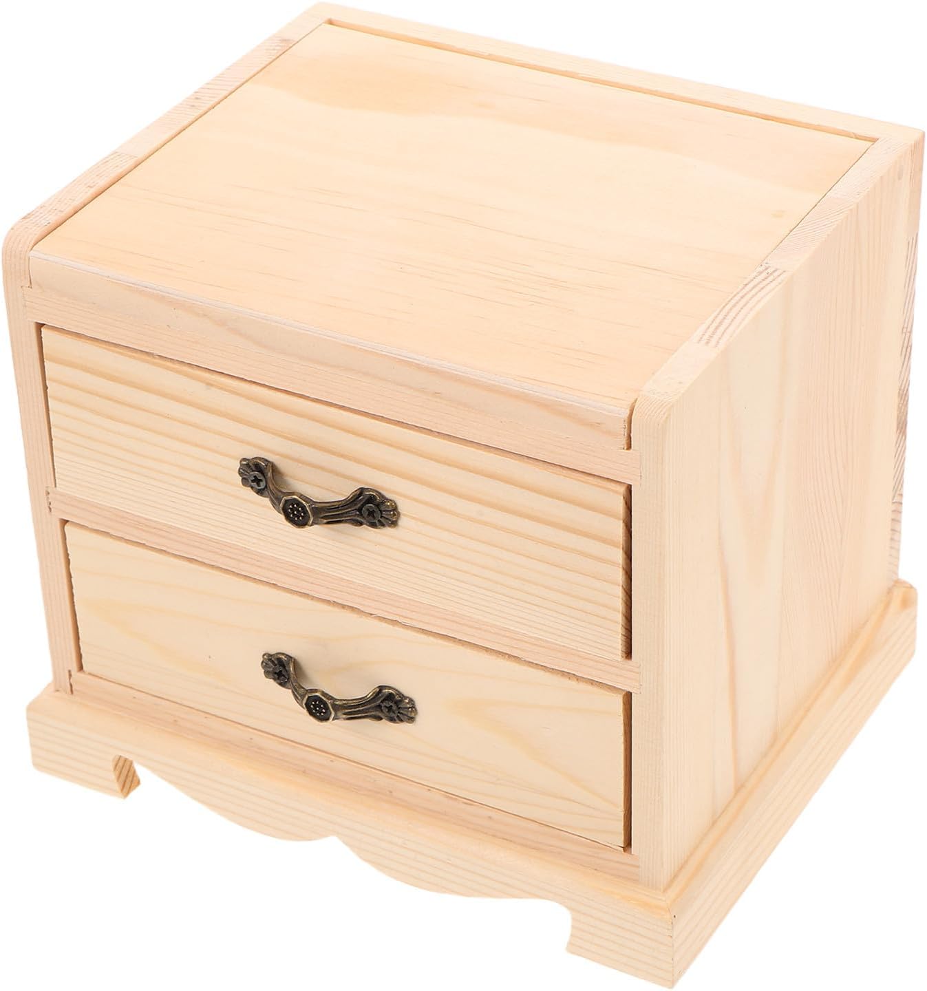 DOITOOL Wooden Jewelry Organizer Box with Mirror, 2 Tier Vanity Storage