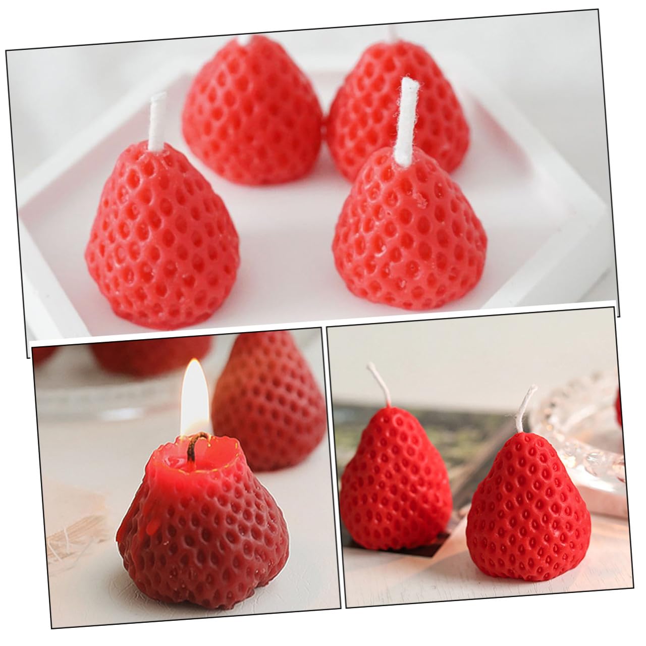 Candele Profumate Luce Soffusa alla Fragola Set 9 in Paraffina, Decorazione Adorabile per Feste e Vacanze per Atmosfera Confortevole