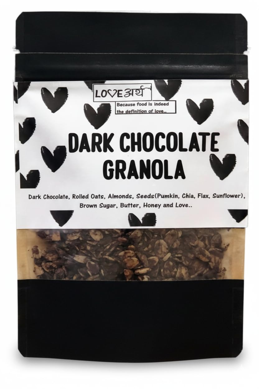 LoveArth Dark Chocolate Granola | High Protein Superfood Breakfast Cereal | Fibre-Rich | Wholegrain Oats, Seeds & Nuts | Gluten-Free | Weight Loss | No Added Sugar | Healthy Muesli | 500g