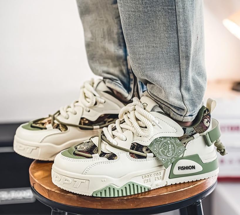 Men's Fashion Street Style Skateboard Shoes, Low-Top Lace-Up Casual Sneakers for All Seasons3