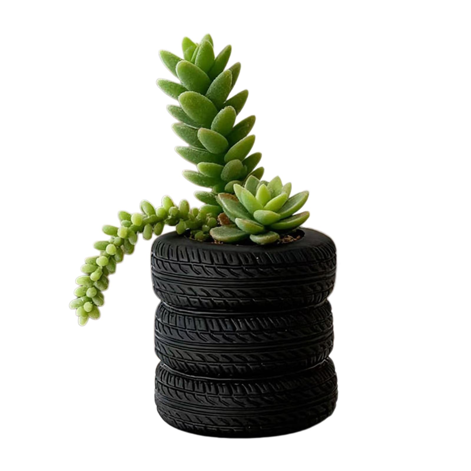 Limtula Unique Miniature Tire Shape Planter Resin Texture Perfect for Plant and Succulents Lovers Great Desktop Decoration Creative Tire Container