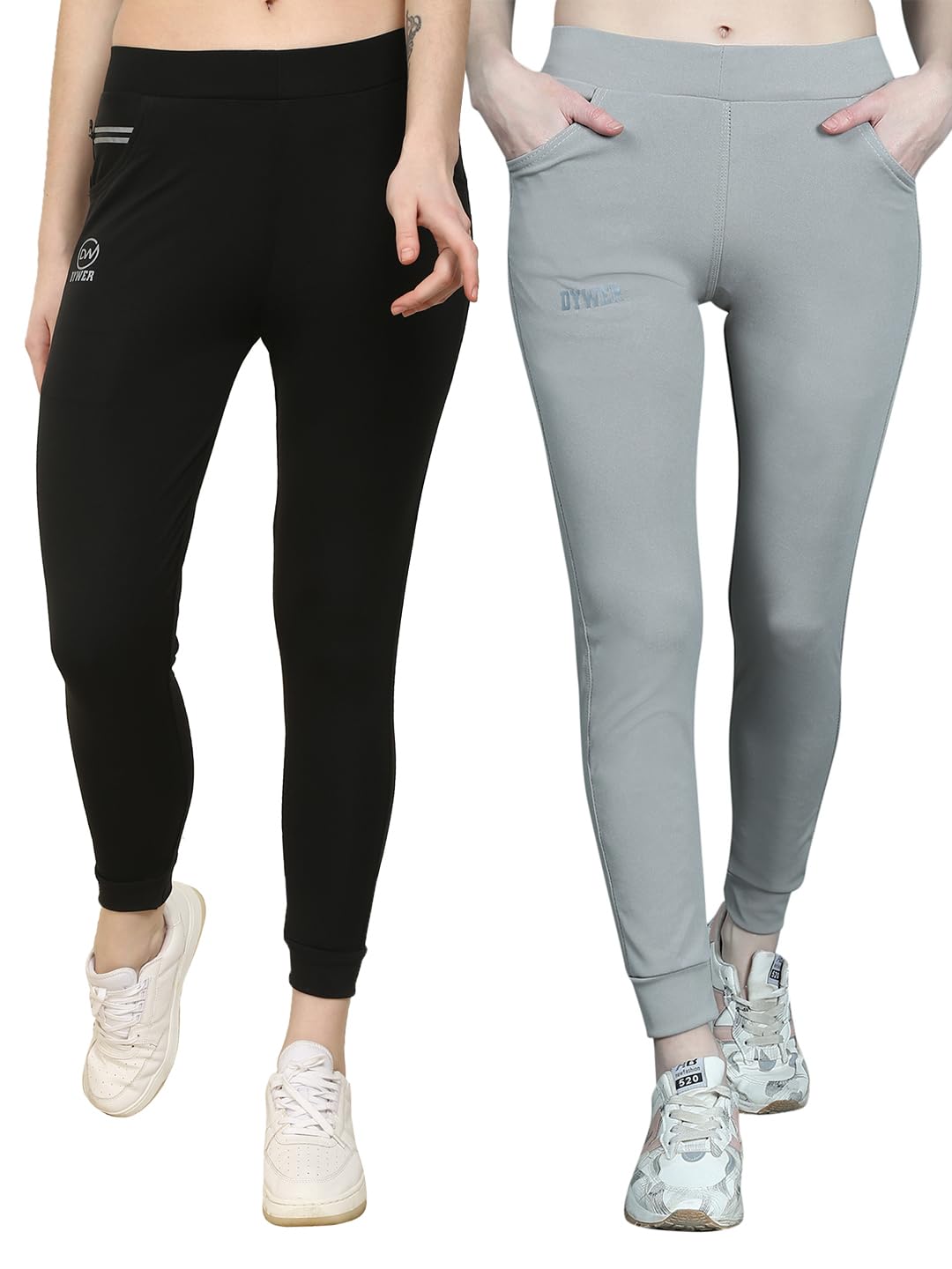 dywer Girls' & Women's Gym Tights | Yoga & Workout Leggings (Pack of 2) | Activewear with Side & Zip Pocket-picture-2