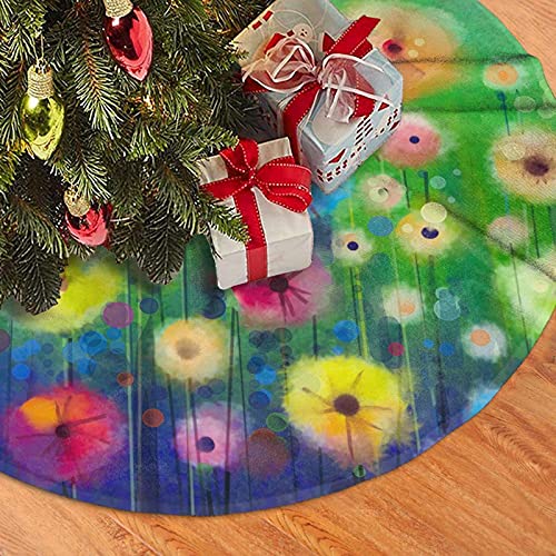 Spring Summer Seasonal Floral Daisy Flowers 48 Inch Christmas Tree Skirt Xmas Holiday Party Supplies Ornaments Large Tree Mat Decorations #TOP4
