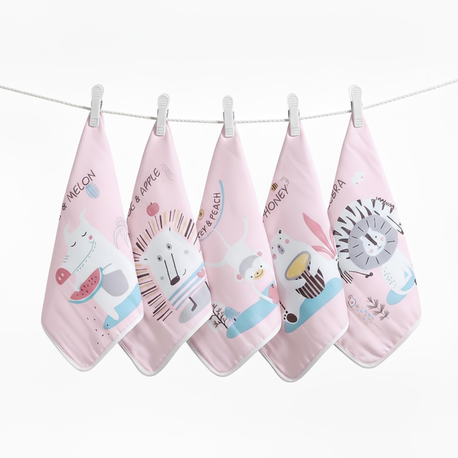 BabyMoo Mom's Love Pack of 5 Soft Hankies Multipurpose Wash Cloth Muslin Napkin - Peach-image-18