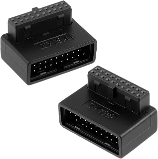 2 Pack Down Right Angle USB 3.0 19-pin Connector USB 3.0 90 Degree Adapter 19/20 Pin Up Down Male to Female Extension L Turn Right Angle Power Adapter for Desktop Motherboard Internal Header Adapters