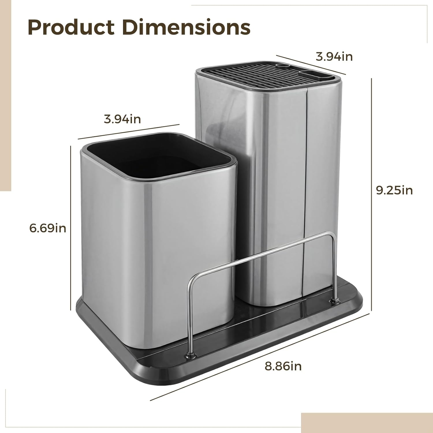 Slot Stainless Steel Knife Block With Drainage, Removable Base For Easy Maintenance
