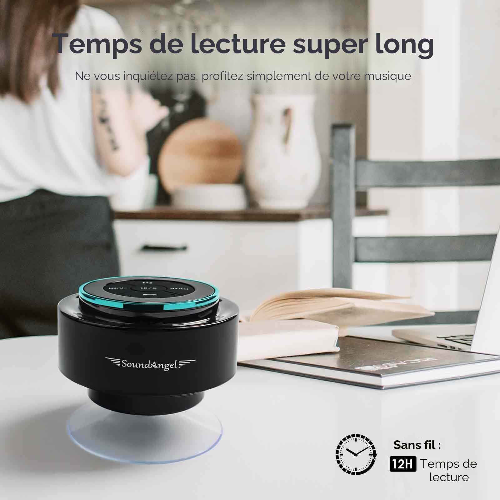 Xleader Mini Enceinte Bluetooth Salle De Bain IPX7 Certified Waterproof Enceinte Portable Bluetooth Speaker avec Micro Et Ventouse pour La Salle De Bain,Cadeaux électroniques pour Homme Femme