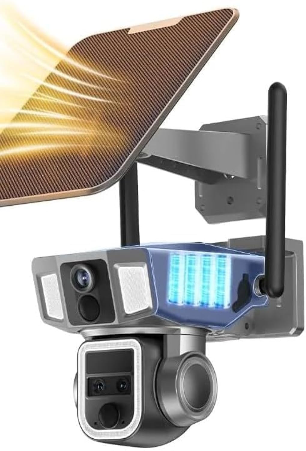 4G and WIFI Solar Security Cameras Wireless Outdoor, 4K 8MP 4G and WIFI Dual Lens Solar Camera, Full Color Night Vision Home Security Camera, 2 Way Talk, Humanoid Tracking