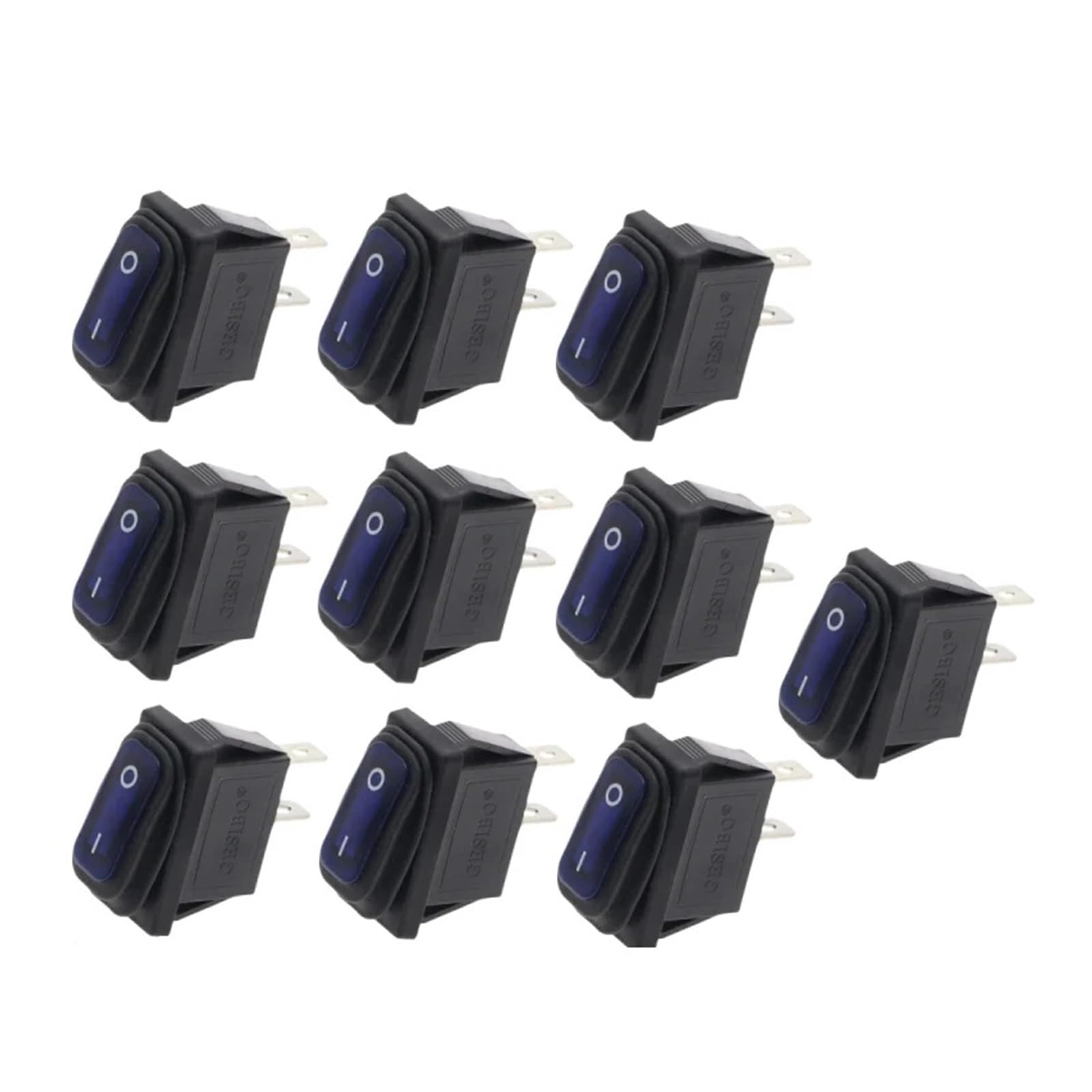 AUOQKQUT 10pcs 2D2P-BLUE_NO LIGHT KCD3 34x17.5mm Rocker Switch ON-OFF 2Pin 2Position,15A 250VAC/20A 125VAC