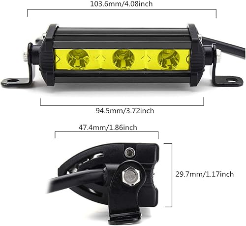 Miniatura 2 de Willpower Barra de luz LED amarilla, 4 unidades, 4 pulgadas, 15 W, luz antiniebla de conducción delgada, luz todoterreno impermeable para SUV, ATV,