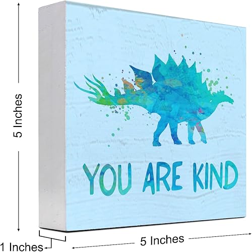 Miniatura 9 de Letrero de madera con texto en inglés "You are Smart Inspiration" para cuarto del bebé, decoración de escritorio con diseño de tiranosaurio naranja