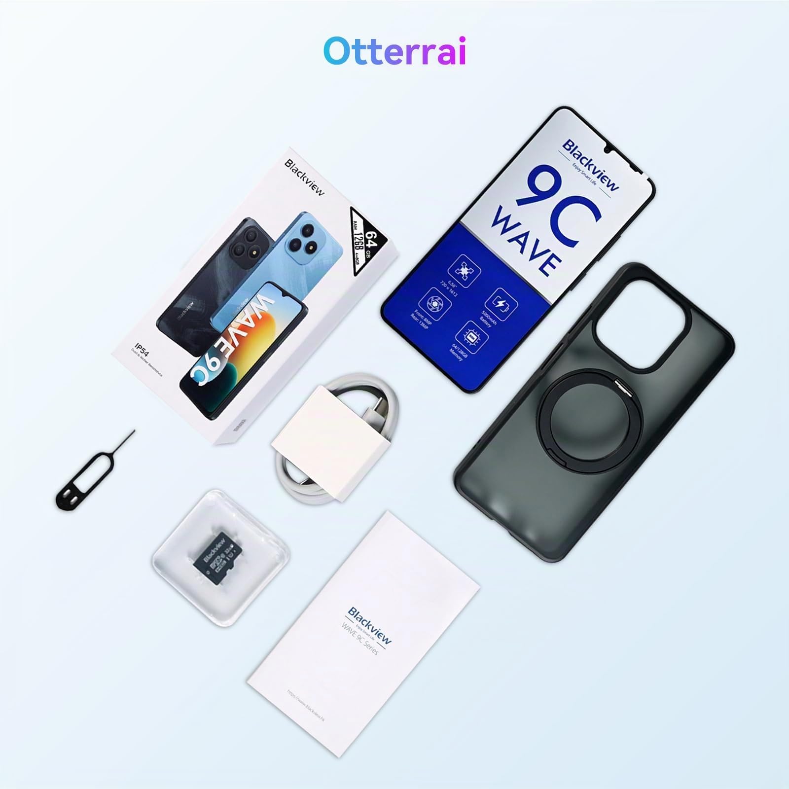 Blackview Wave 9C Smartphone Offerta con Cover Girevole a 360°,12GB+64GB/2TB TF Telefoni, 6.56'' HD+ IP54 Telefono Cellulare, 13MP 5000mAh Telefono Cellulare Offerta, 3.5mm/Face ID/3 Anni Garanzia