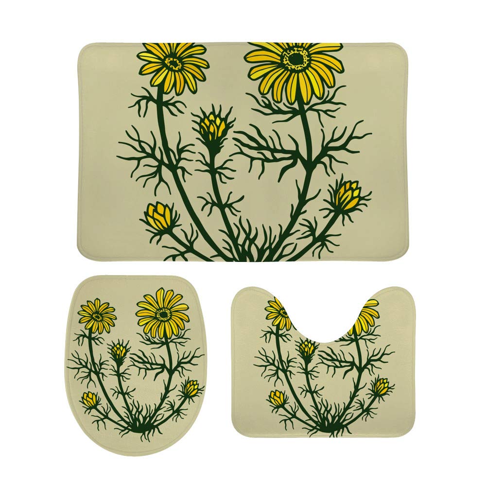 Tapis de salle de bain antidérapants en polaire lot de 3 éléments pour décoration de douche