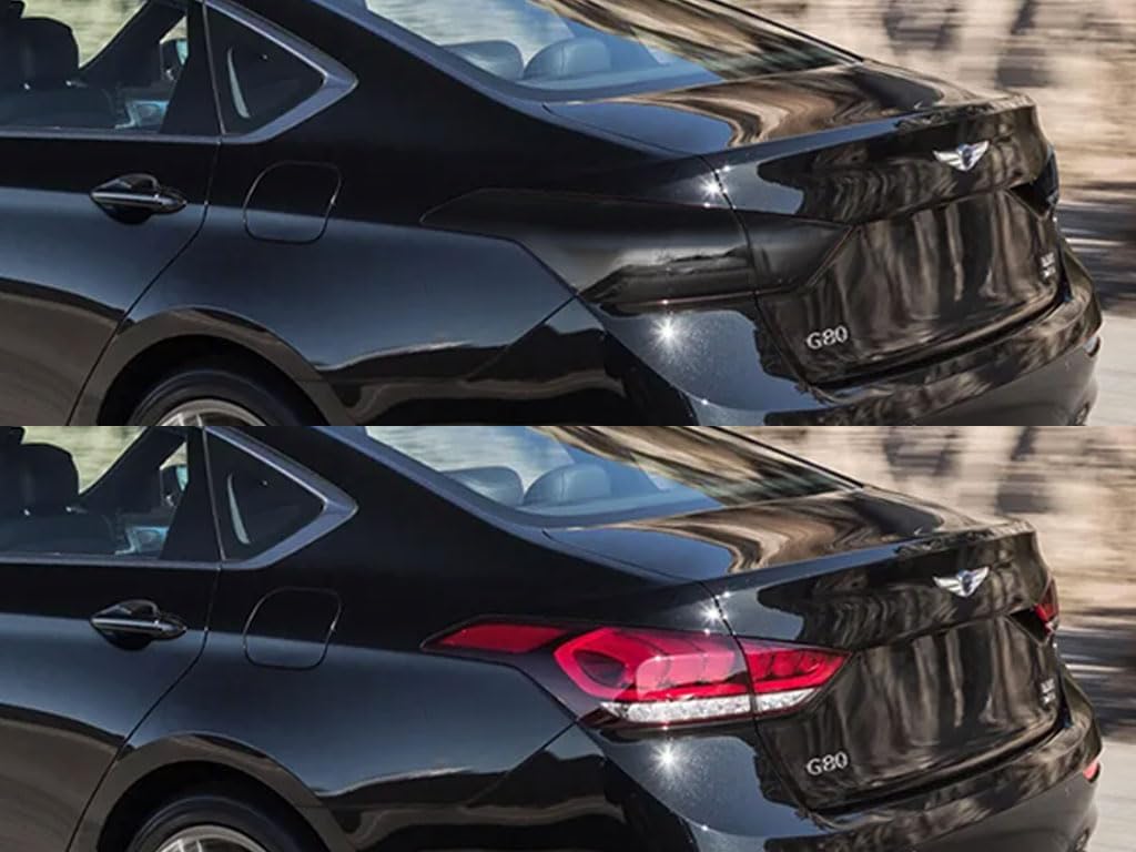 Rvinyl Tail Light Tint Covers Compatible with Genesis G80 2017-2020 - Blackout Smoke