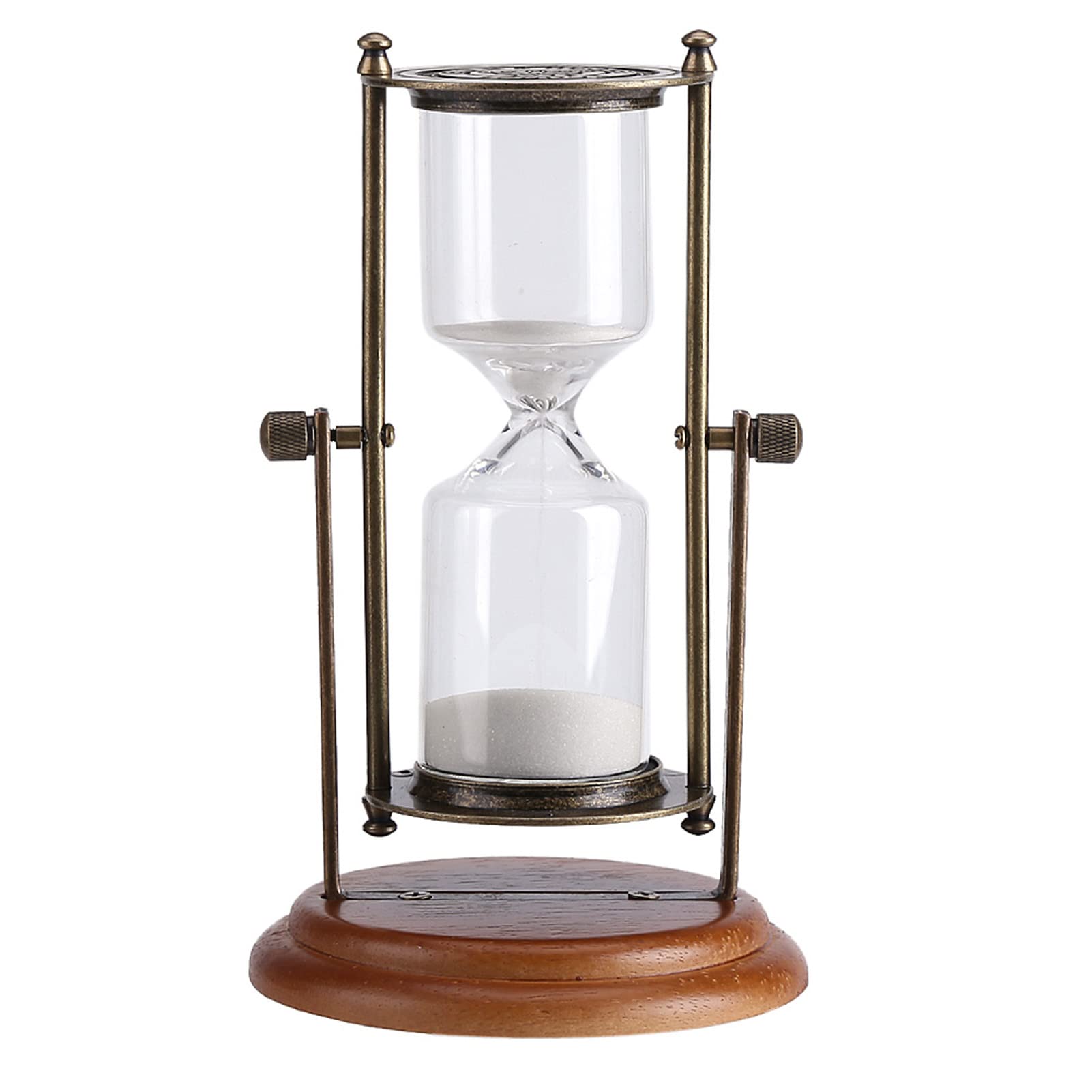Reloj de arena giratorio con marco de metal, temporizador de arena decorativo de 15 minutos para escritorio, decoración náutica, cronometraje elegante, 8 x 7.3 pulgadas, perfecto para el hogar u