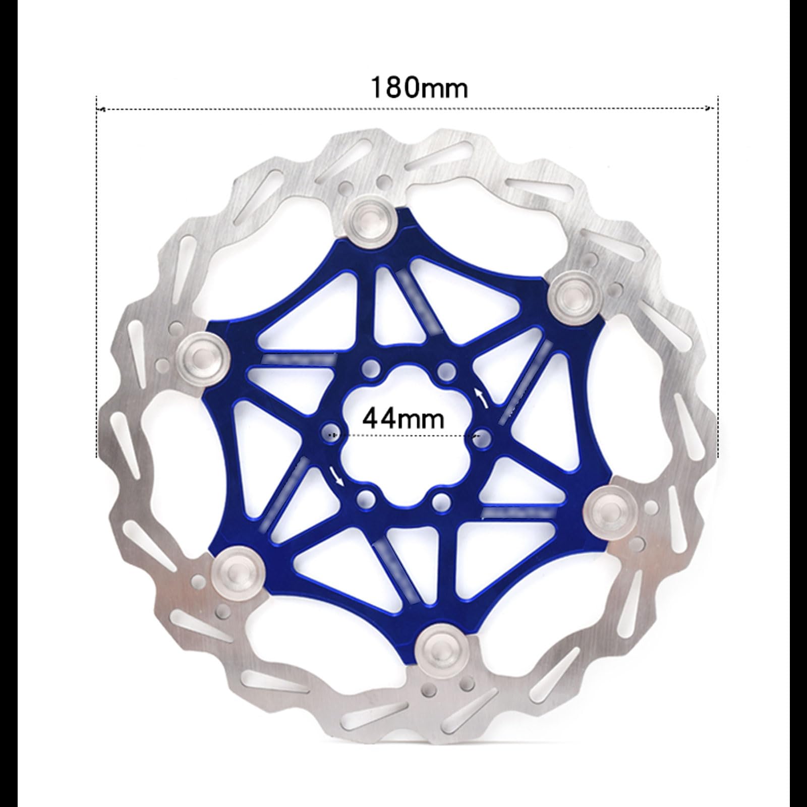 Rotore freno a disco flottante in acciaio inossidabile da 180 mm for mountain bike e bici da strada - Leggero con 6 bulloni - 1 pezzo(Blue)
