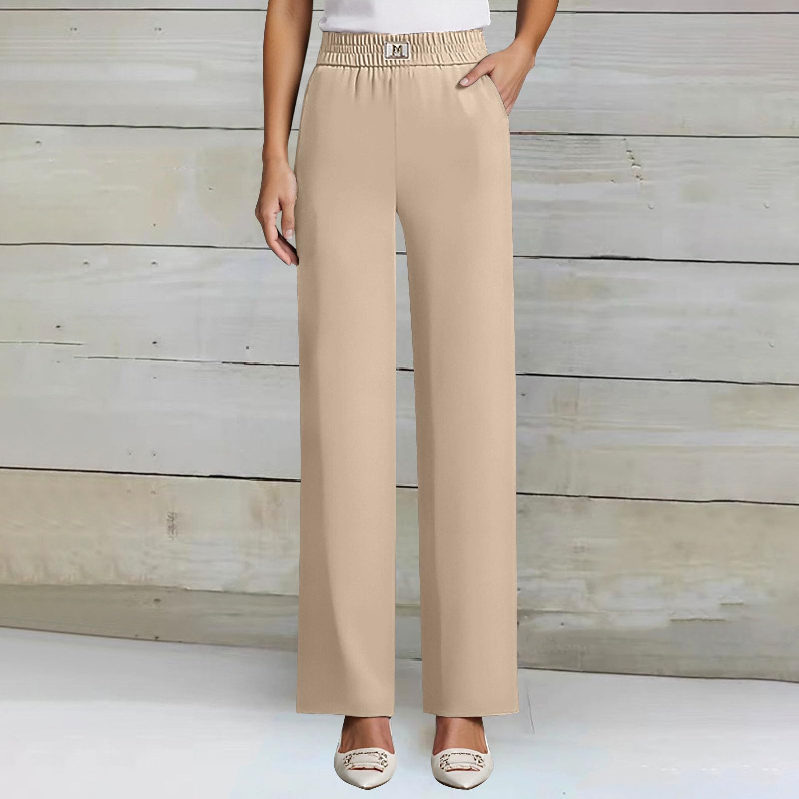 Pantalon, Décontracté Taille Haute, Confortable, Doux Et Extensible, Jambes Larges Et Fluides, Idéal Pour Des Tenues Polyvalentes Quotidien., Ajustement Parfait