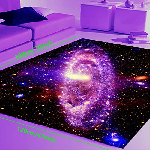 Etskom Space Area Rug Blacklight Galaxy Starry Sky Area Rugs Universe Space Theme Floor Mats Uv Reactive Glow In The Dark Black Light Area Rug Kids Pets Casual Mat 70X47 Inch #TOP1