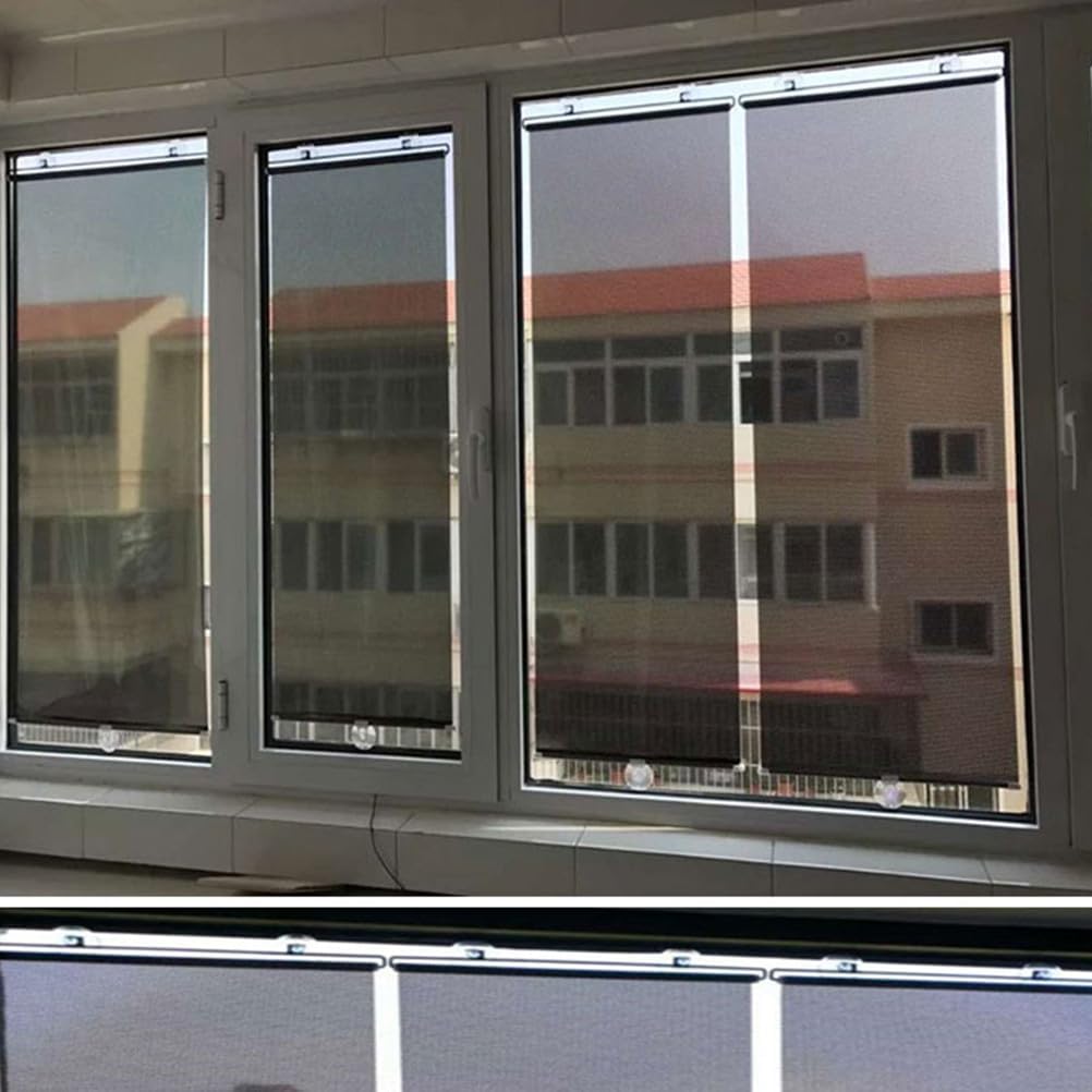 TOYANDONA Blackout Blind Curtains with Suction Cups - No Drill, Cordless, Portable Uv - Protecting PVC Shades for Home & Office (49.12X15.72X0.39in)