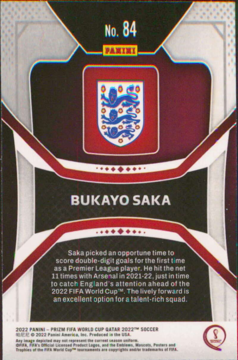 Amazon.com: 2022 Panini Prizm FIFA World Cup Qatar #84 Bukayo Saka