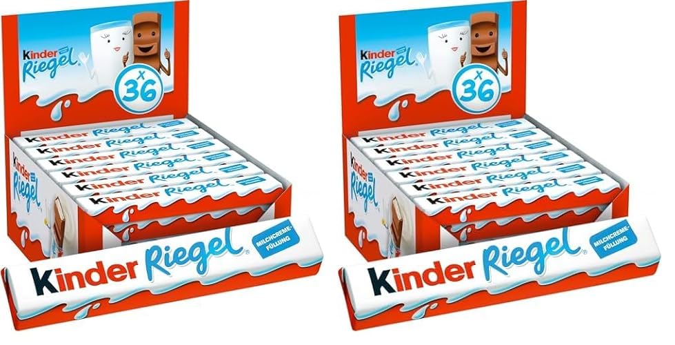 kinder Riegel - 36 Einzelriegel, einzeln verpackte Schokoriegel, zartschmelzende Vollmilchschokolade mit Milchcremefüllung, ohne Farb- und Konservierungsstoffe, 0.76 kilograms (Packung mit 2) - 36 Stück (2er Pack)