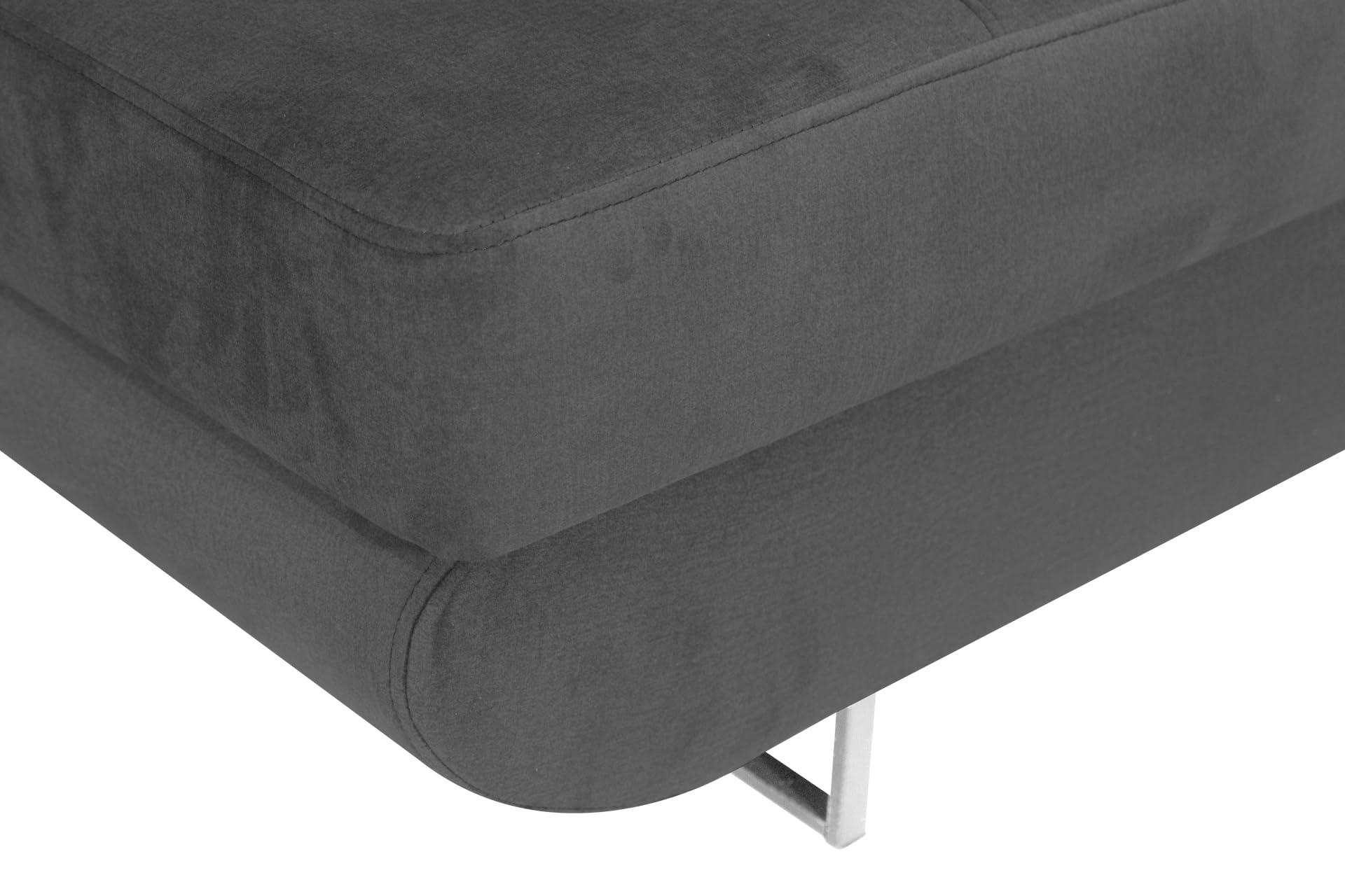 Ecksofa Aller L-Form mit Schlaffunktion und Bettkasten in Jasmine, Links Ottomane (Dunkelgrau)