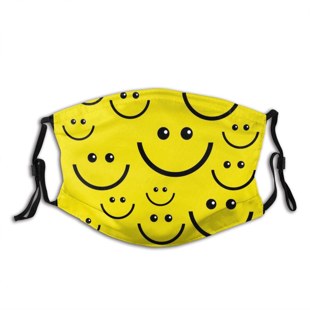 Comfortable Adjustable Cartoon Yellow Smiley Face Smiling Design Elastic Earloops Filter Breathable Facemasks For Women And Men