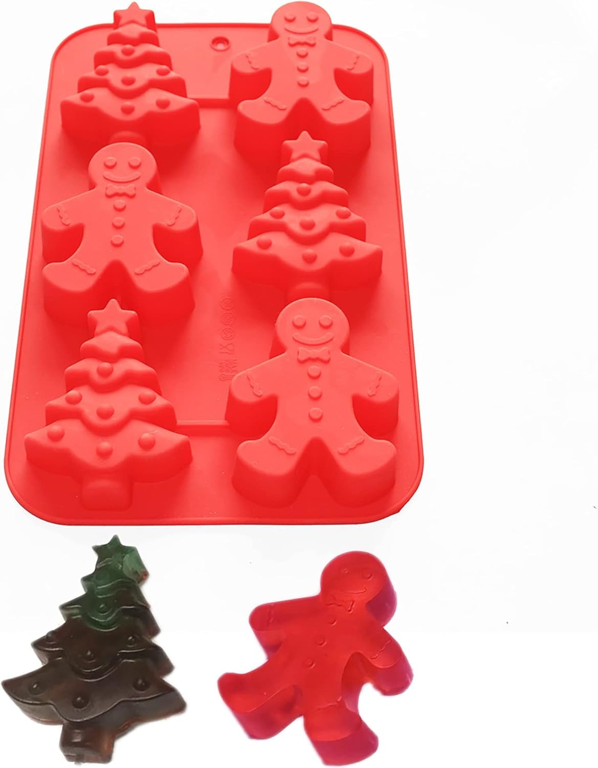 6 Slot Gingerbread Man & Christmas Tree Silicone Mould 3D Christmas Molds for Baking Chocolate Candy Cake Decoration Cupcake Muffin Pudding Jello Mousse Candle Wax Melts Handmade Soap-image-21