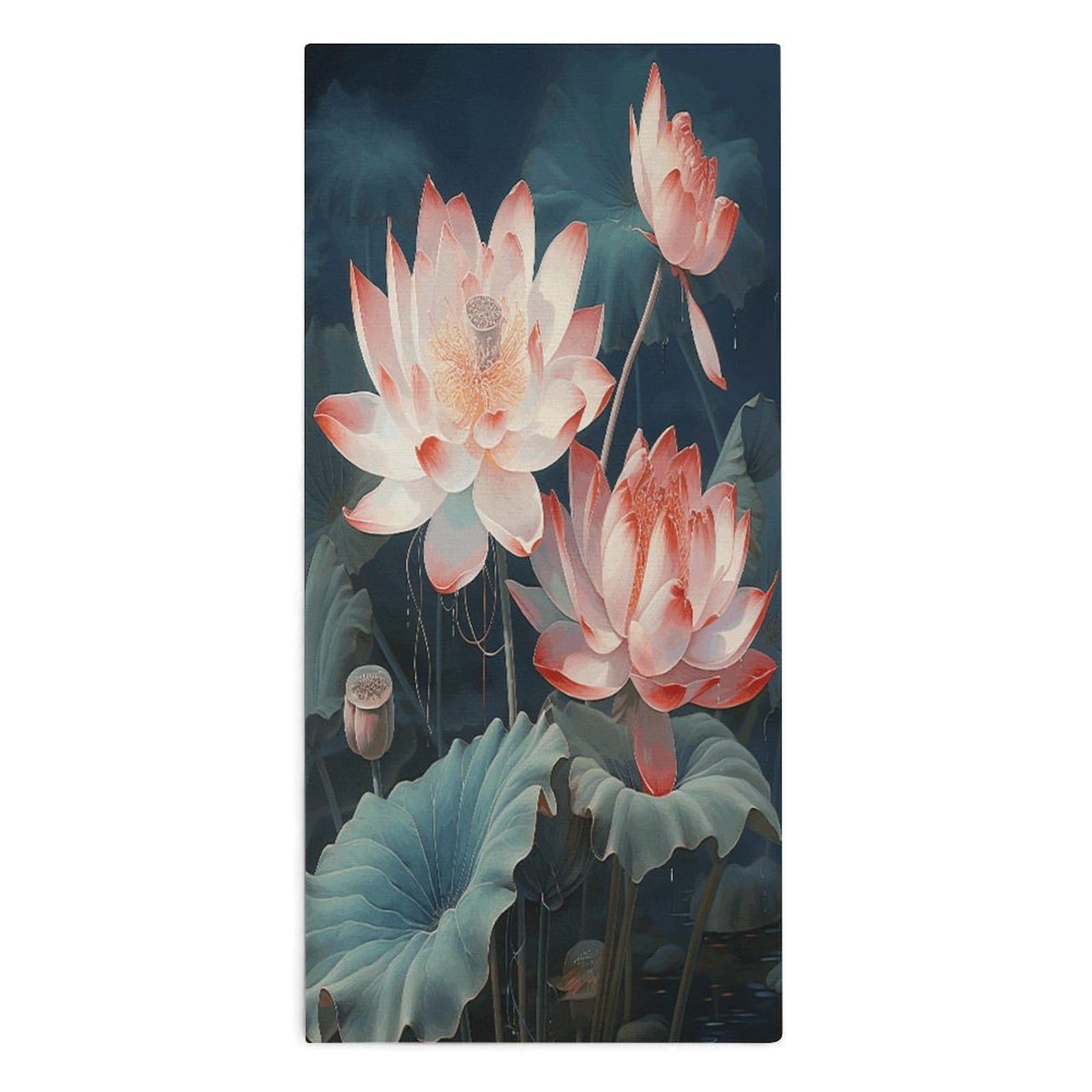 Fodpand Style Dragonfly And Lotus Microfiber Towels, Decorative Bath Towel Soft & Lightweight, Hand Towels Multipurpose Use For Bathroom, Pool, Gym, Spa, And Hotel Use