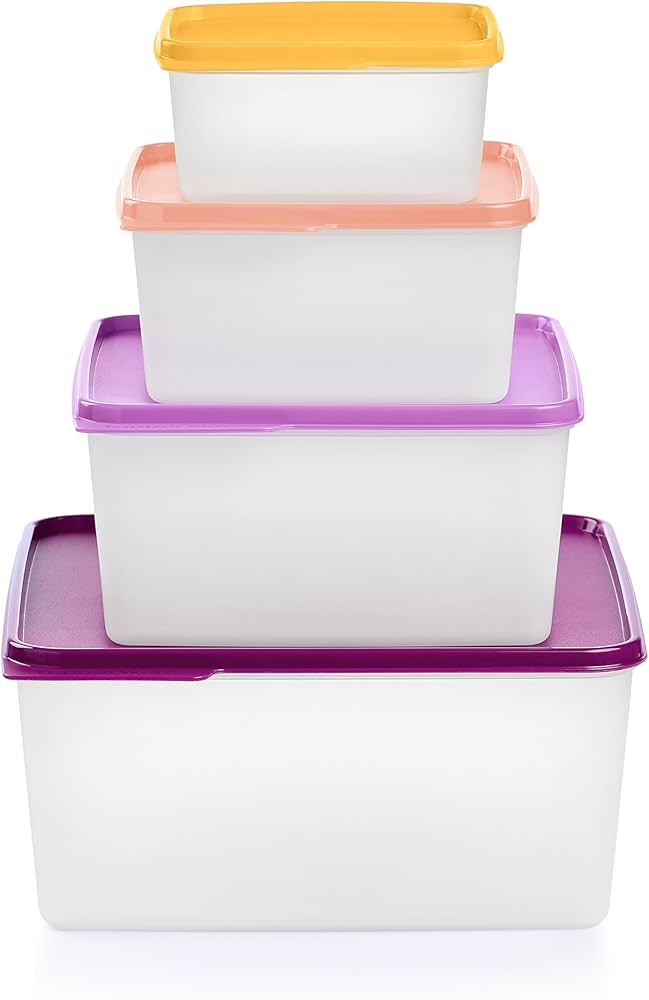 保存容器4個 Amazon｜Tupperware キープタブ 4個 積み重ね食品保存セット マルチ