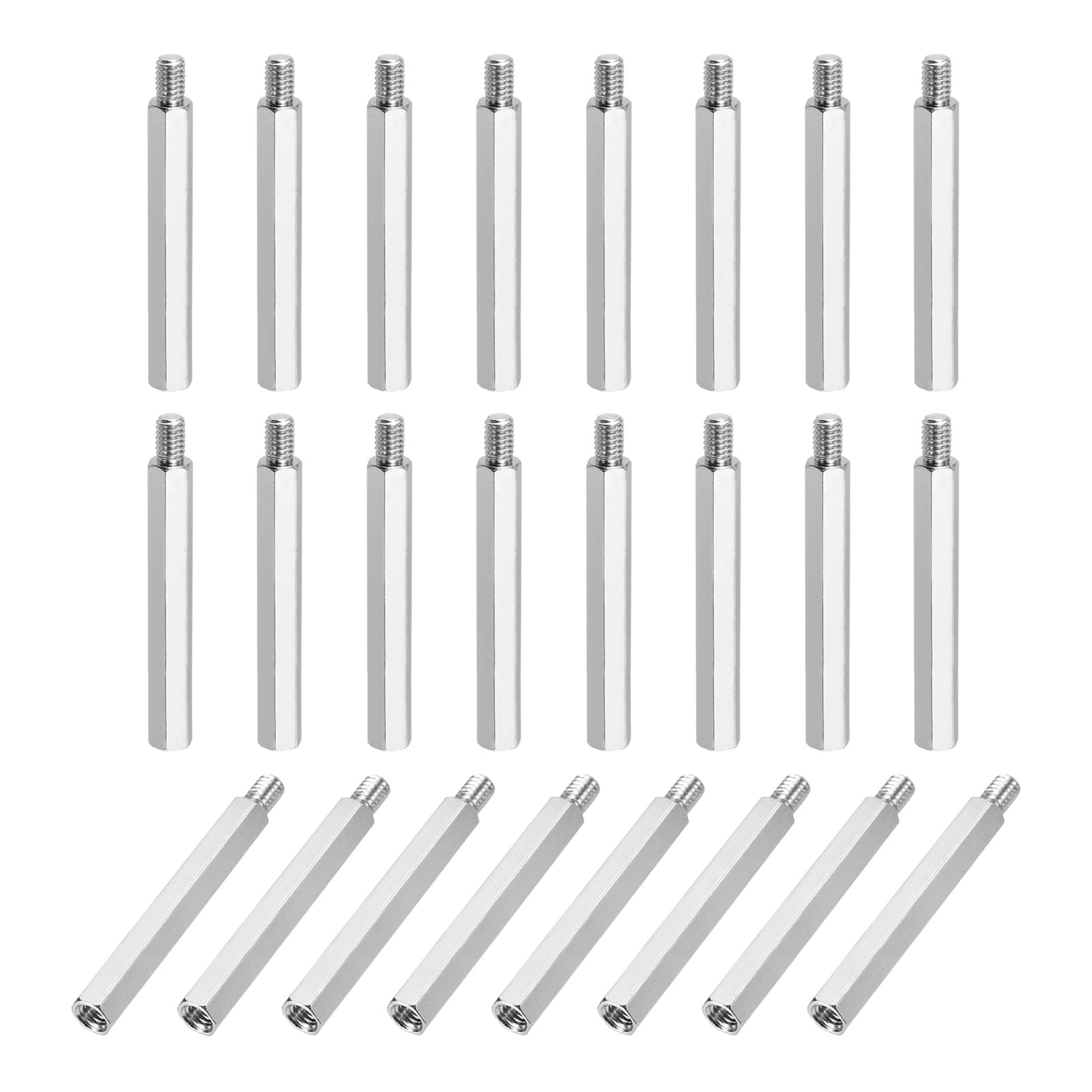 sourcing map Hex Spacer Screws, M4x40mm+6mm Male to Female Thread Brass Nickel Plated Motherboard Standoffs Spacer Pillars for PCB Circuit Boards FPV Quadcopter Drone DIY, Pack of 24