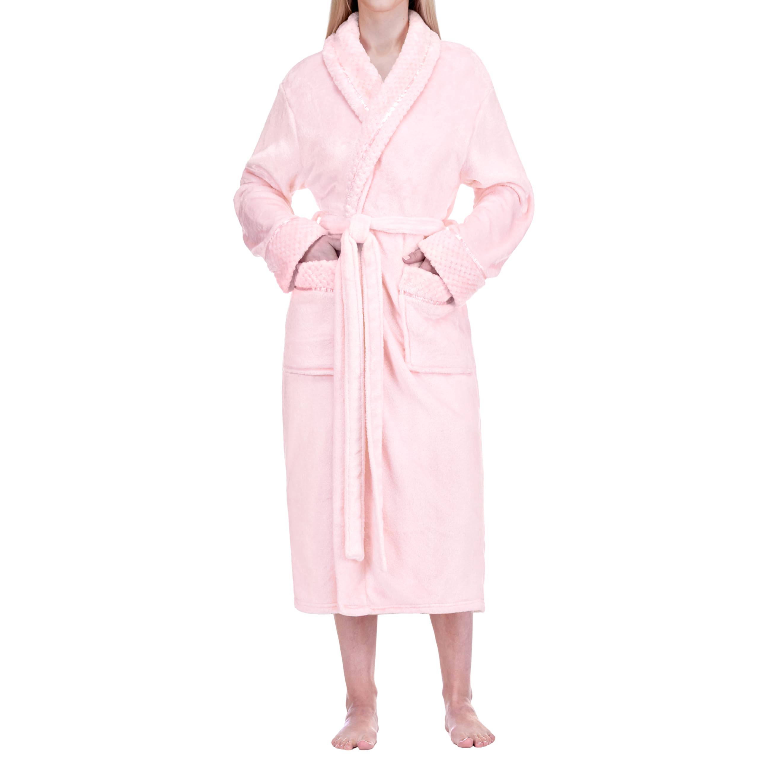 PAVILIA Soft Plush Women Fleece Robe, Cozy Warm Bathrobe, Fuzzy Female Long Spa Robe