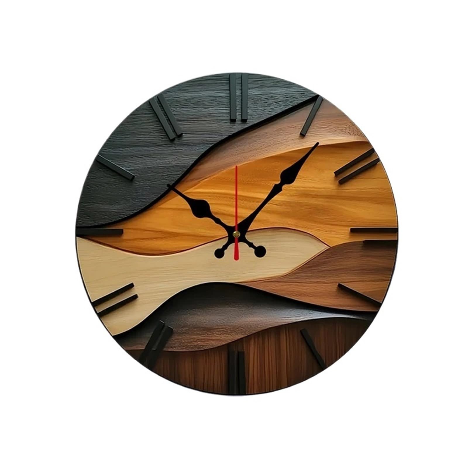 DJSKLDF Wall clock 2D flat(Not 3D) Nordic Style Fiberboard Round Silent Hanging Wall Clock,Suitable For Living Room,Office,Study, Home Decor