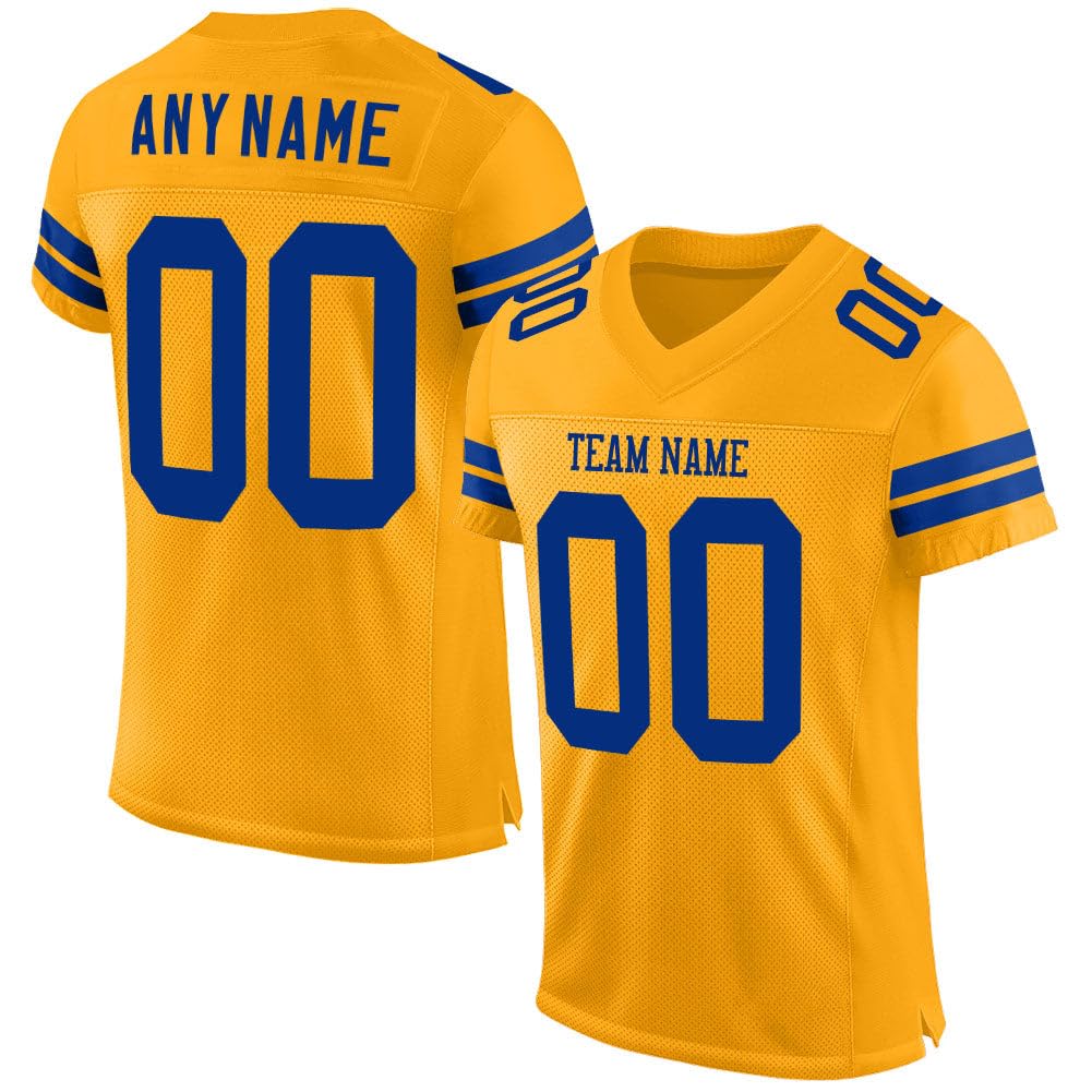 Custom Football Jersey Uniform, Collection Gold, Personalized Stitched Printed Team Name, Number for Men Women Youth