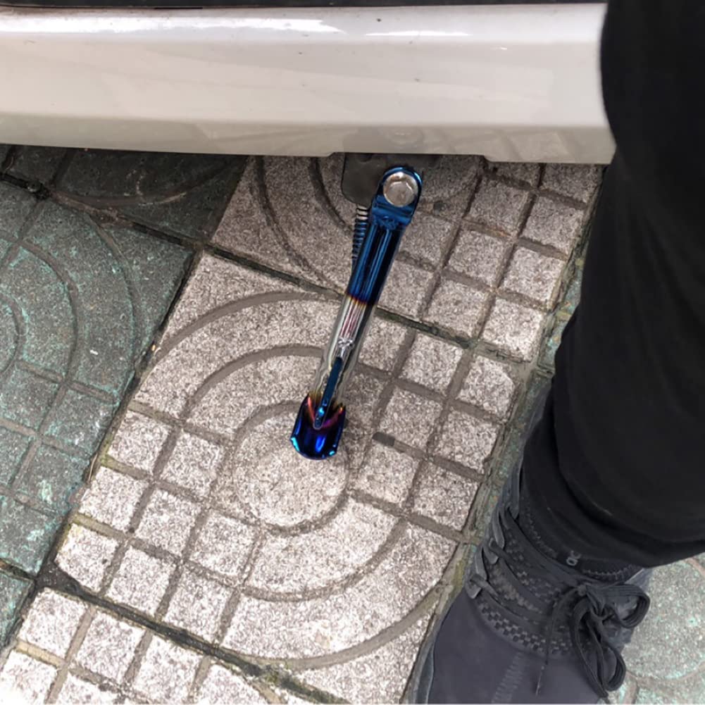 Cavalletto Laterale Per Moto In Acciaio Inossidabile Con Molla - Supporto Universale Per Parcheggio, Anodizzato (Oro/Blu)